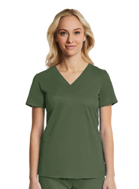  Sporty & Comfy Multi Pocket V-neck Top Olive