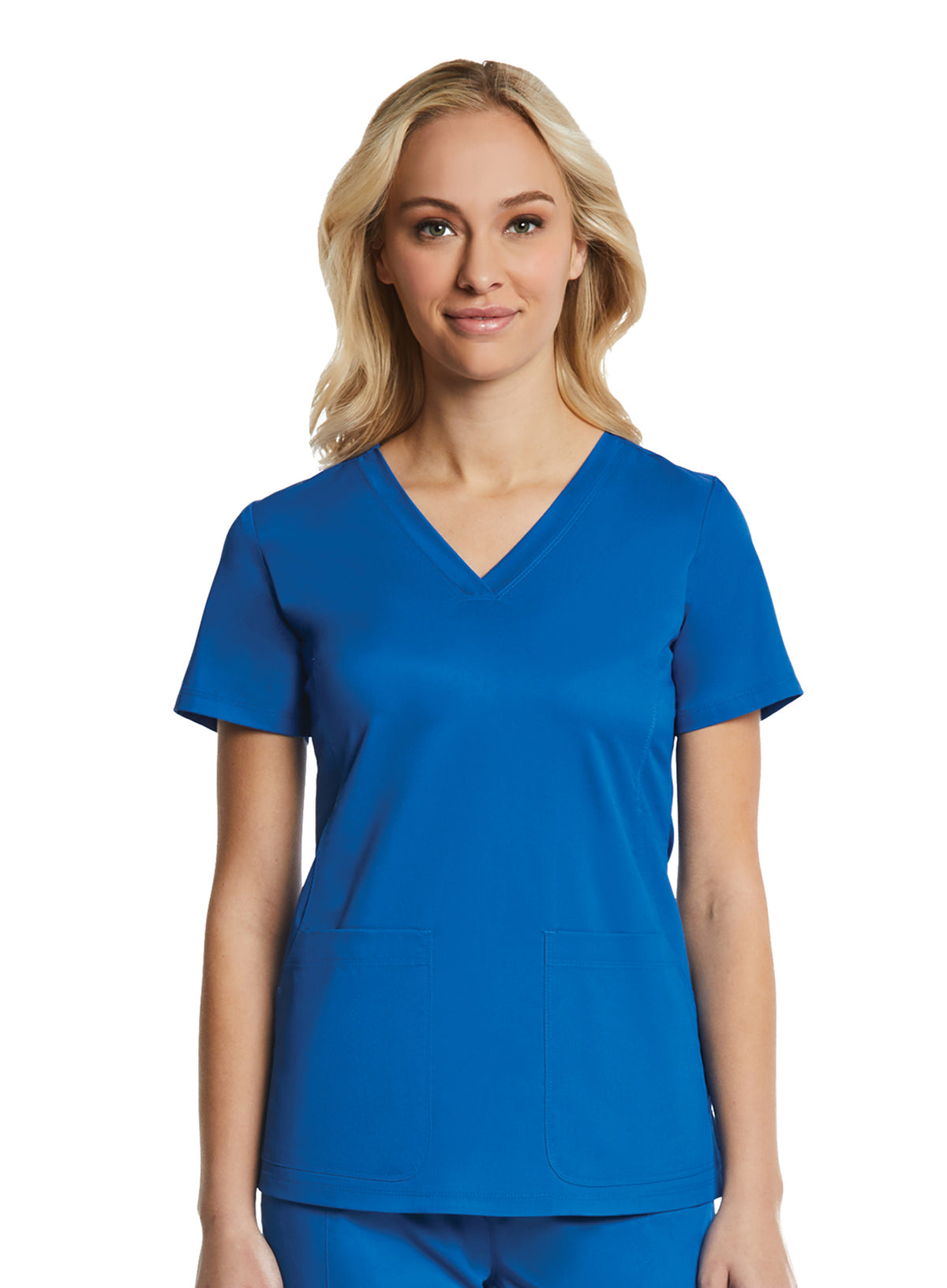  Sporty & Comfy Multi Pocket V-neck Top Royal Blue