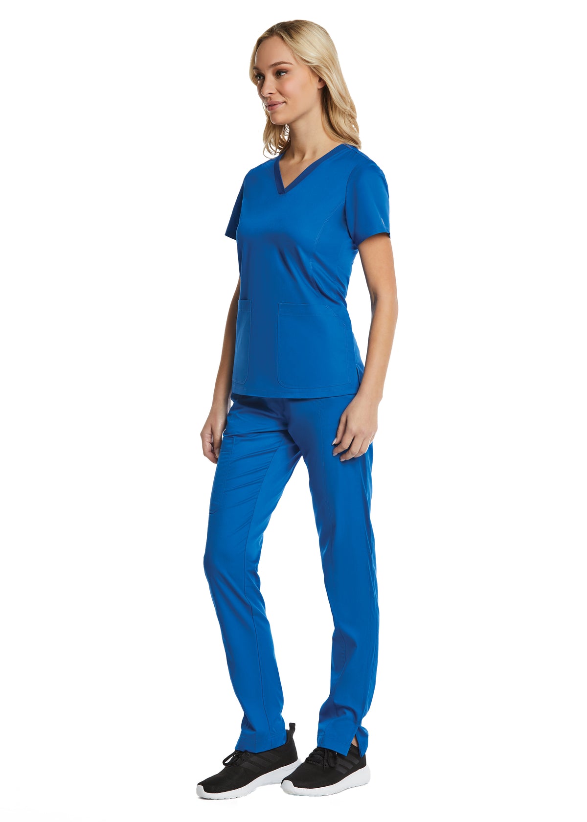  Sporty & Comfy Multi Pocket V-neck Top Royal Blue03 Full