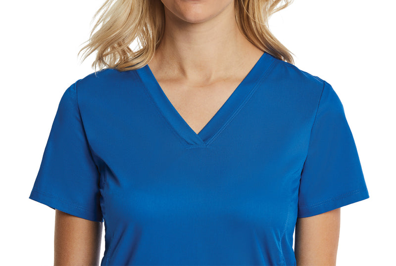  Sporty & Comfy Multi Pocket V-neck Top Royal Blue - Neckline