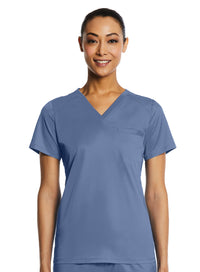 Sporty Chest Pocket V-neck Top Infinity Blue