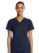 Sporty Chest Pocket V-neck Top Navy