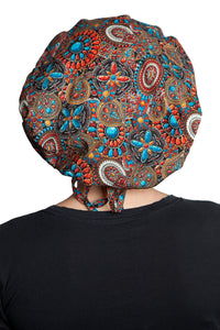 Fiumara Apparel Bouffant Cap Indian Jewel Coral Back Down