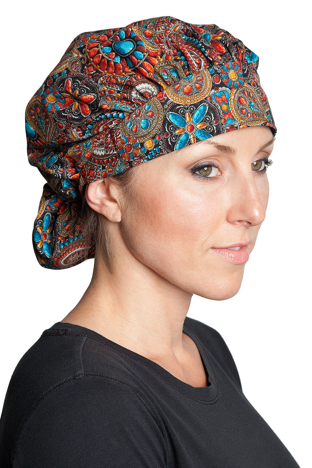 Fiumara Apparel Bouffant Cap Indian Jewel Coral Front Tied