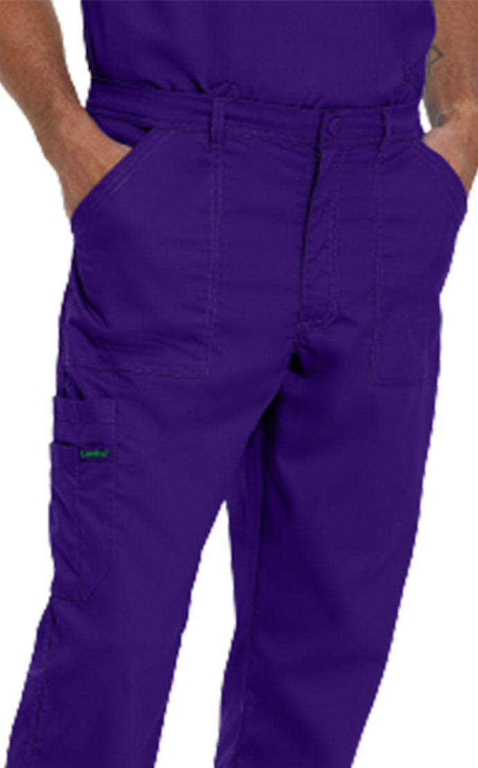 Landau ProFlex Men's Straight-Leg Cargo Scrub Pants 2103 -Grape-Front pocket view