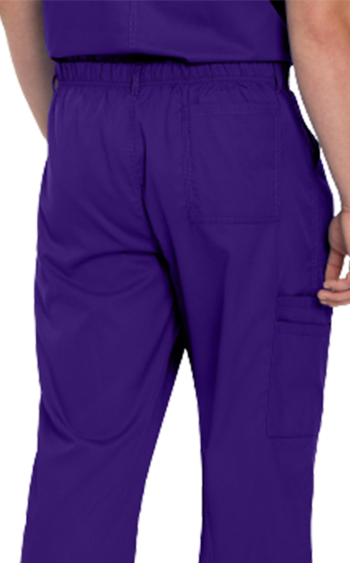Landau ProFlex Men's Straight-Leg Cargo Scrub Pants 2103 -Grape-back pocketview