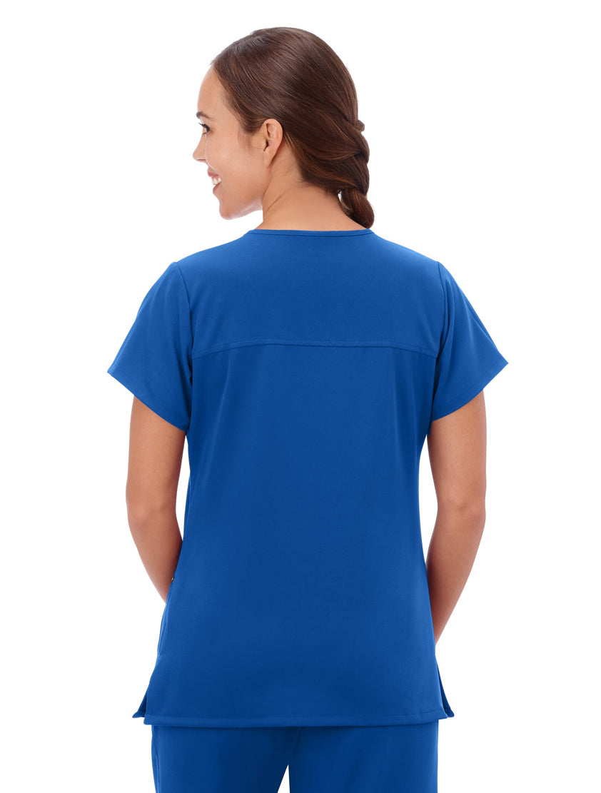 Jockey Scrubs Women's True Fit Crossover V-Neck Top - Back Image Royal