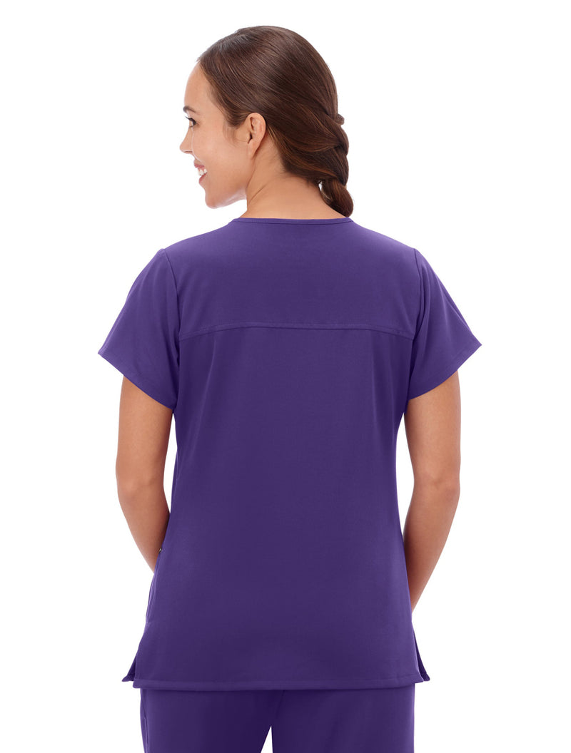 Jockey Scrubs Women's True Fit Crossover V-Neck Top - Back Image Purple