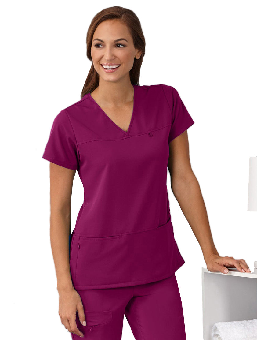 Jockey Scrubs Women's True Fit Crossover V-Neck Top - Main Image Plumberry Wine