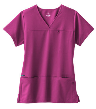 Jockey Scrubs Women's True Fit Crossover V-Neck Top - Front Image Plumberry Wine