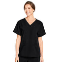 Jockey Unisex Four Pocket Top- Lady Model Front Image, Black