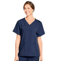 Jockey Unisex Four Pocket Top- Lady Model Front Image, Navy
