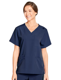 Jockey Unisex Four Pocket Top- Lady Model Front Image, Navy