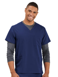 Jockey Unisex Four Pocket Top- Male Model Front Image, Navy