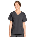 Jockey Unisex Four Pocket Top- Lady Model Front Image, Charcoal
