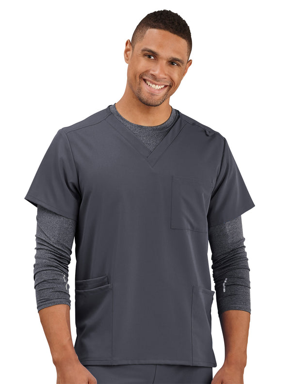 Jockey Unisex Four Pocket Top- Male Model Front Image, Charcoal