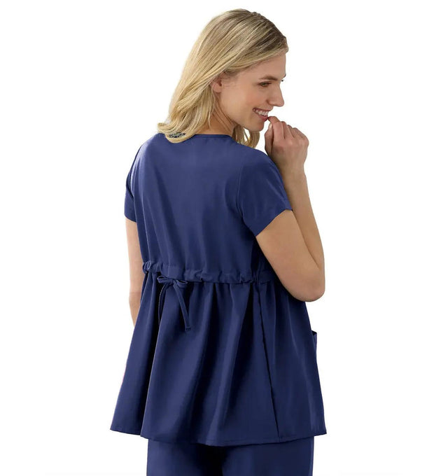 Jockey Scrubs Women's Empire Waist Maternity Top - Back Image New Navy