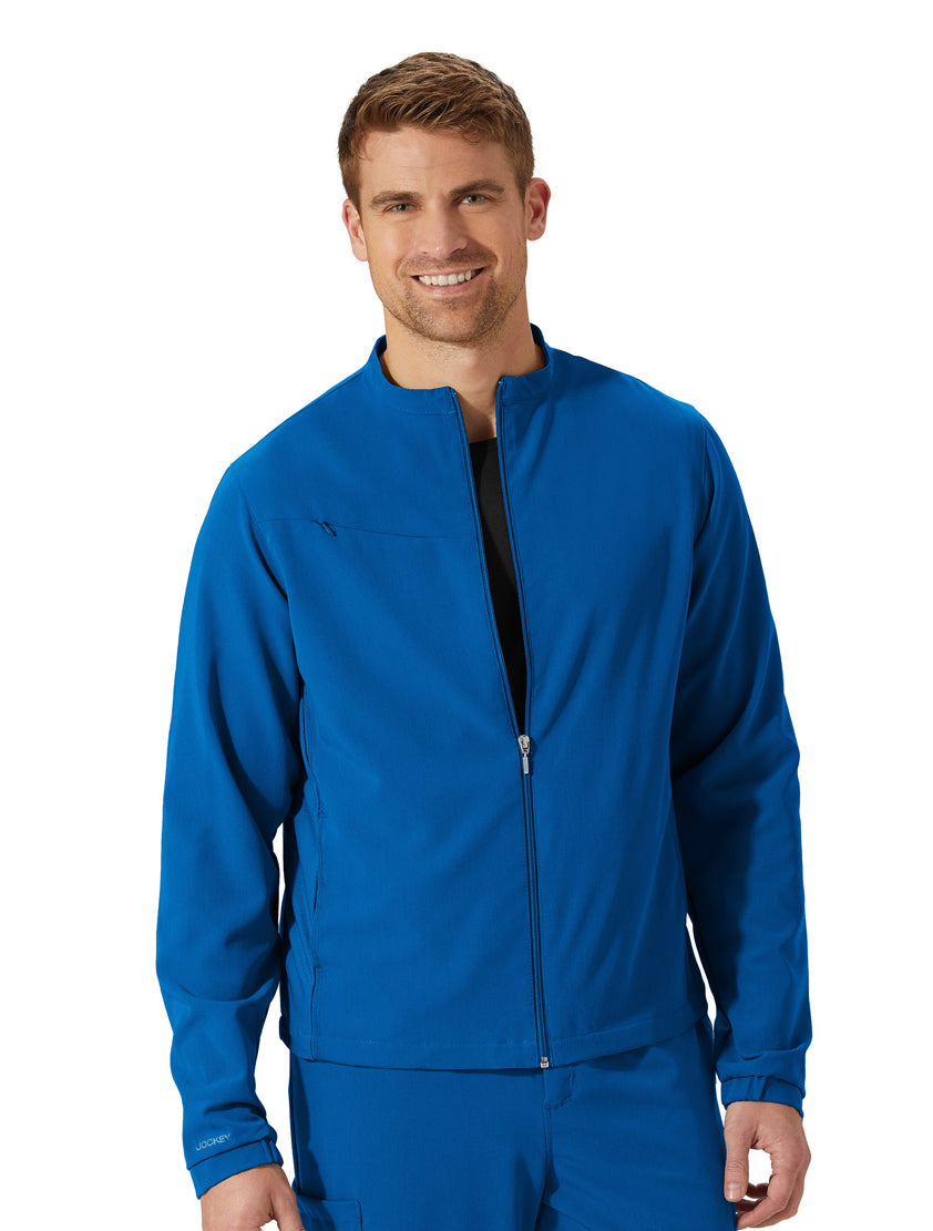 Jockey Unisex Warm Up Jacket- Model Image (Royal)