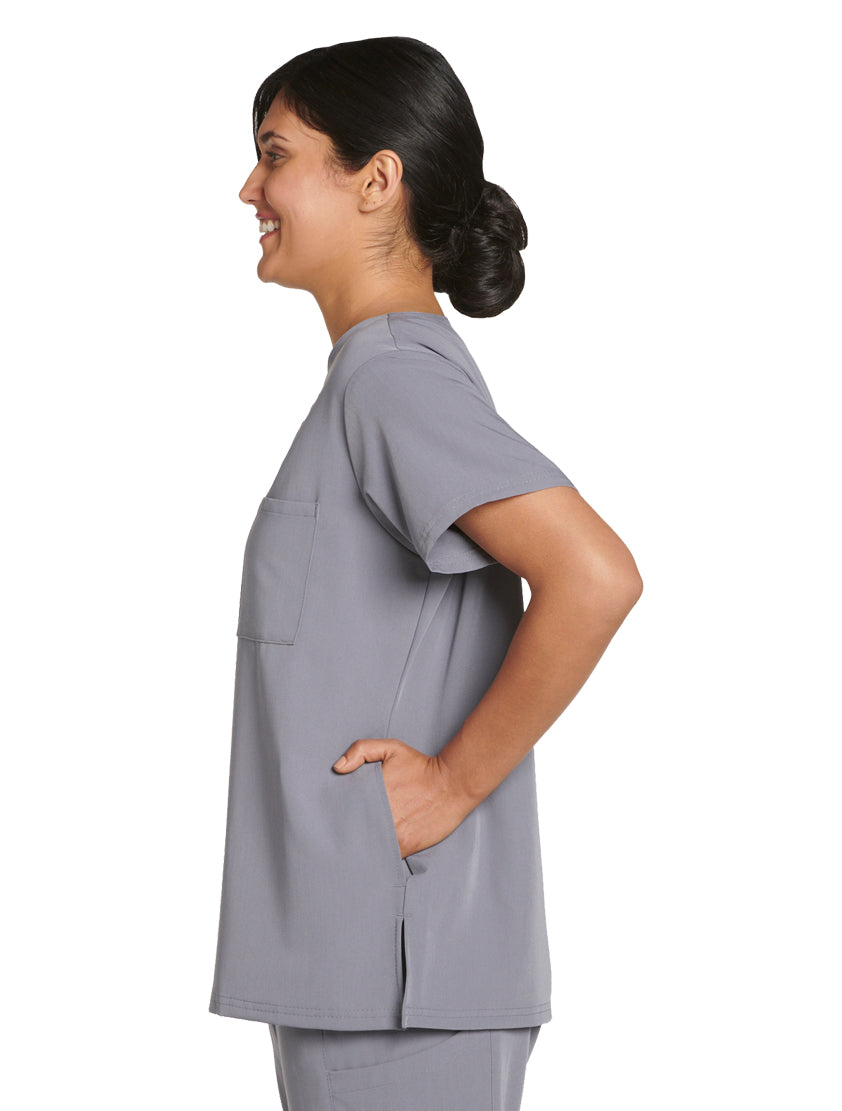 Jockey Scrubs Ladies Sleek Top- Side Image Pewter