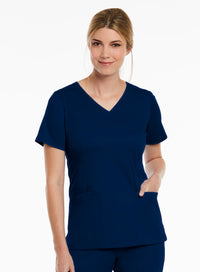 Double V-Neck Top Navy