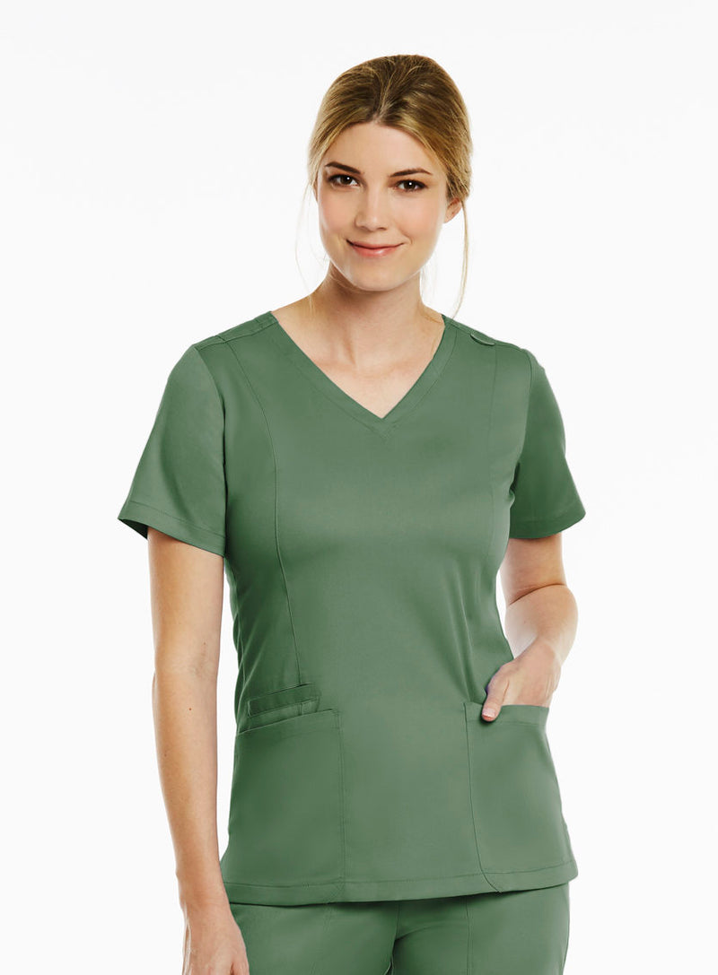 Double V-Neck Top Olive