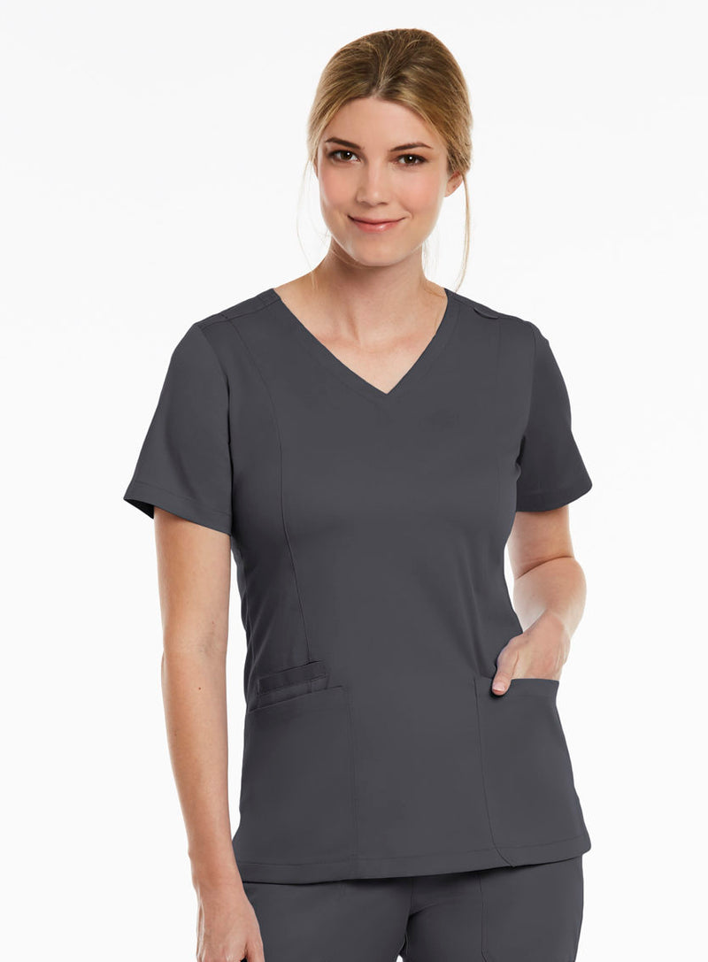 Double V-Neck Top Pewter