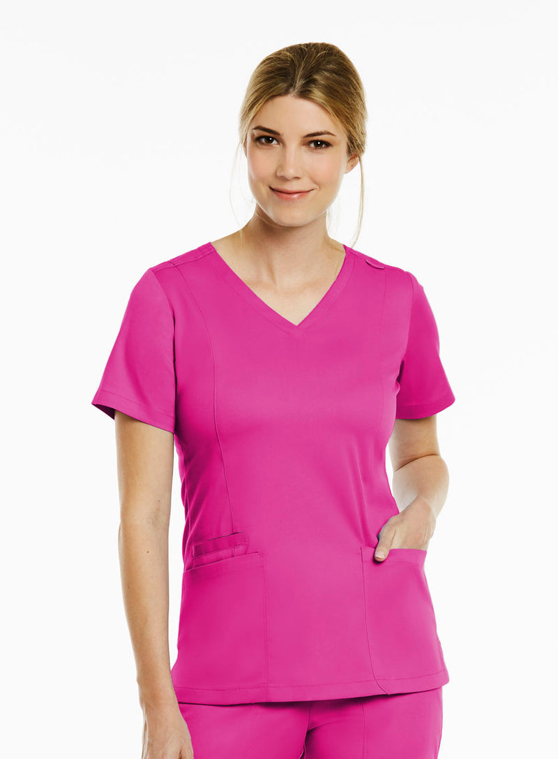 Double V-Neck Top Hot Pink