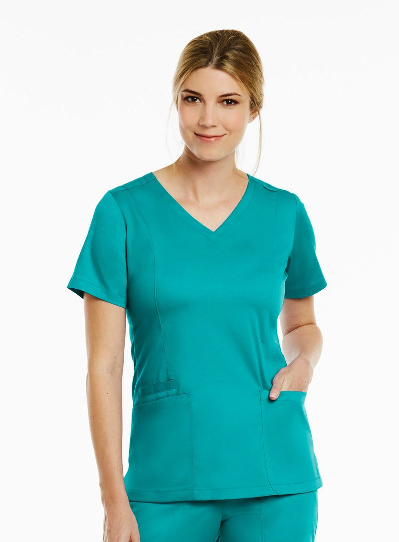 Double V-Neck Top Teal