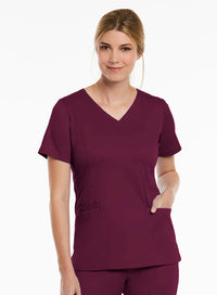 Double V-Neck Top Wine