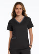 Contrast Double V-Neck Top Black