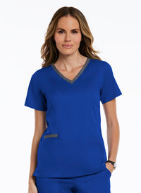 Contrast Double V-Neck Top Royal blue