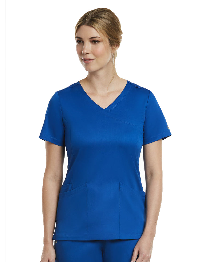 Maevn 3701 Curved Mock Wrap Scrub Top - Front