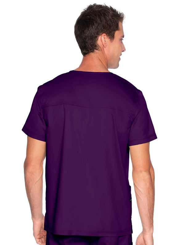 Landau ProFlex Men's 4-Pocket V-Neck Scrub Top 4253 -New Eggplant-Backview