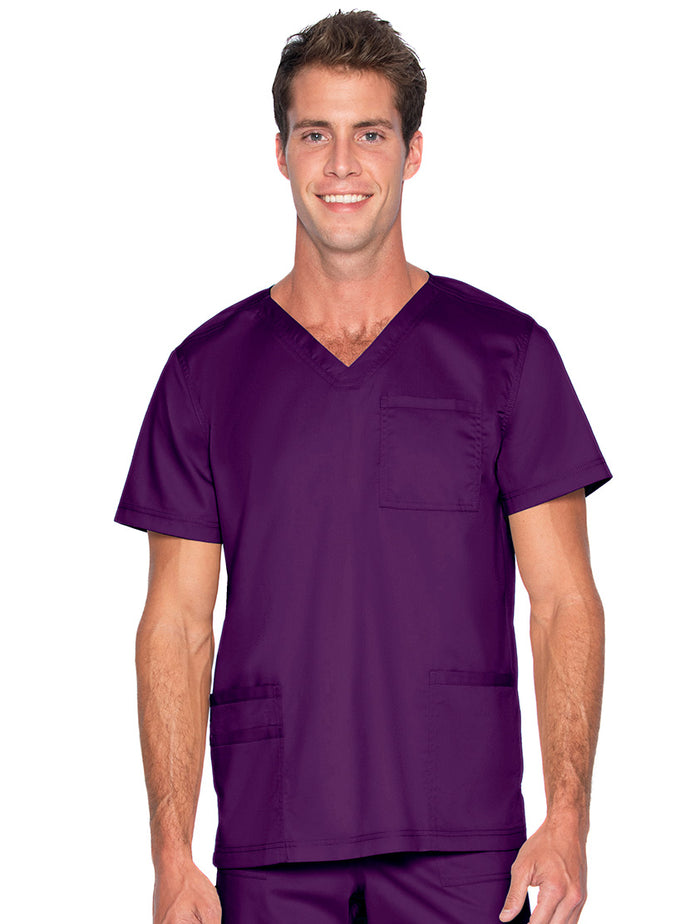 Landau ProFlex Men's 4-Pocket V-Neck Scrub Top 4253 -New Eggplant-frontview