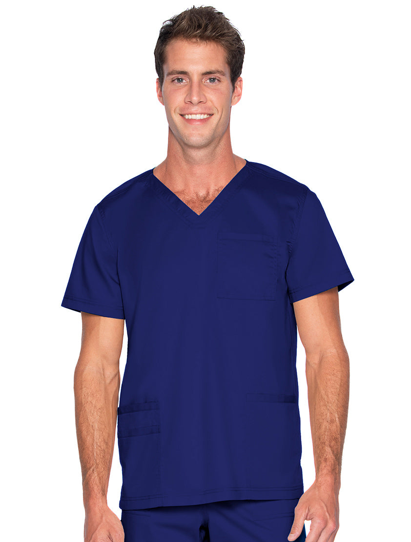 Landau ProFlex Men's 4-Pocket V-Neck Scrub Top 4253 -True Navy-frontview