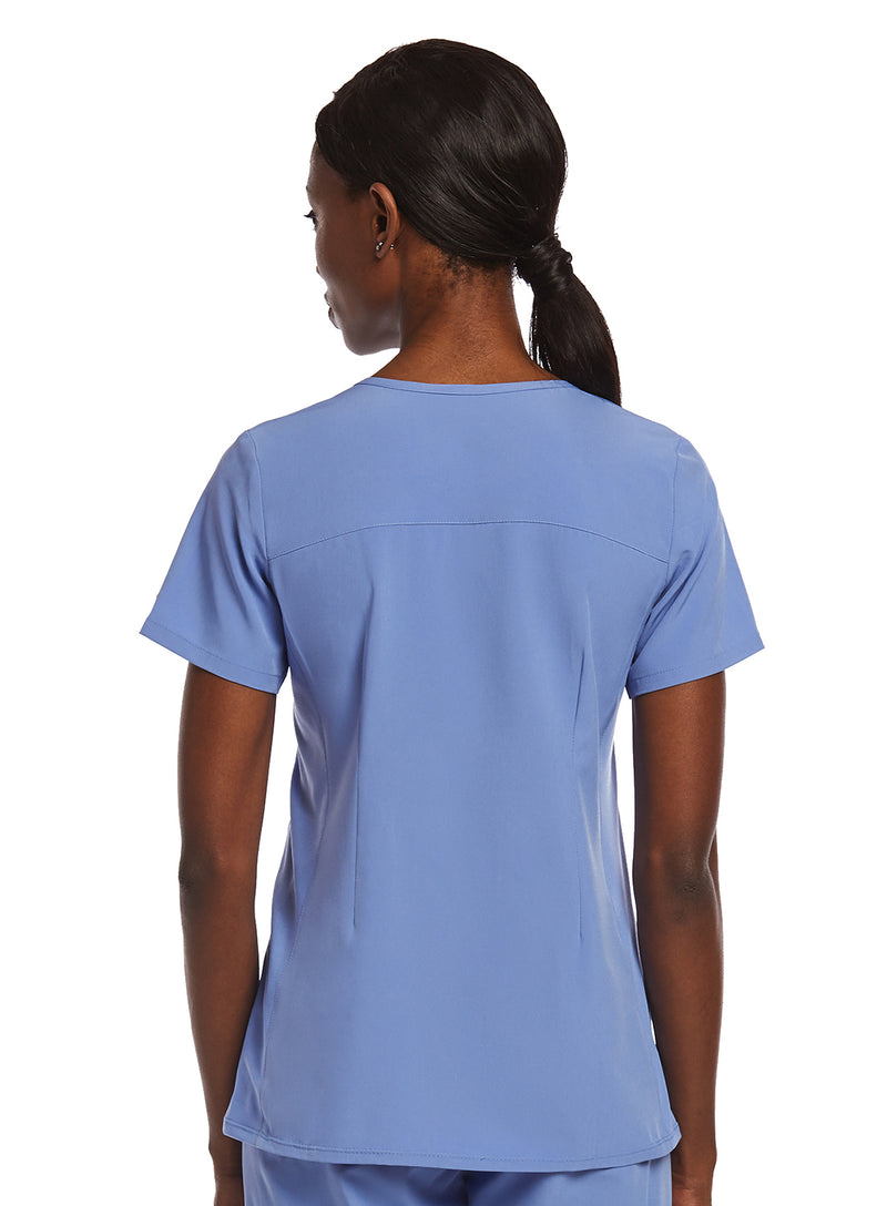 Kinitted Panel Mock Wrap Top Ceil Blue Back