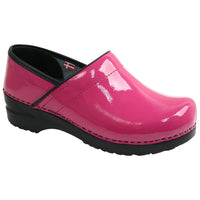 Sanita Women's Professional Patent Slip-Resistant Medical Clog - fuchsia side view