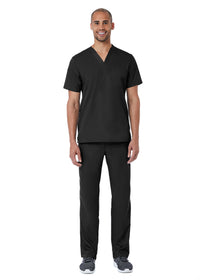 Mens Mesh panel V-Neck Top Black Full