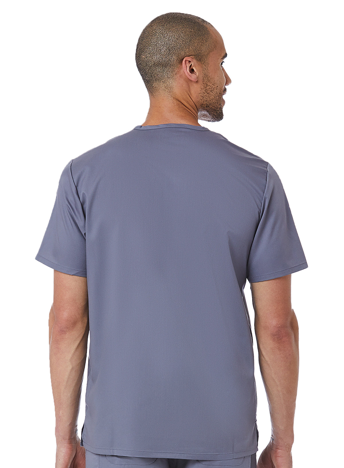 Mens Mesh panel V-Neck Top Pewter back