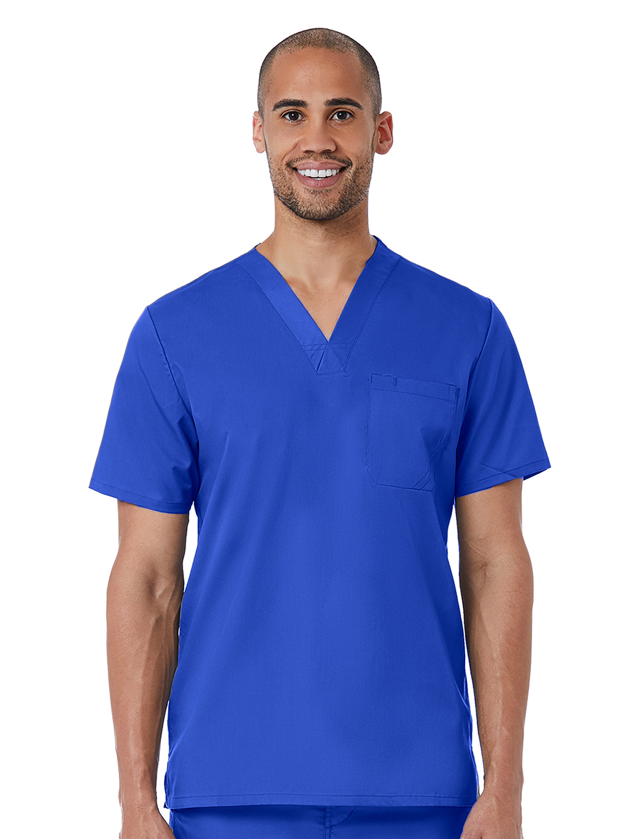 Mens Mesh panel V-Neck Top Royal blue Front