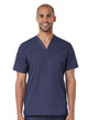 Mens Mesh panel V-Neck Top True Navy front