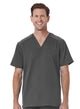 Men back Mesh Panel 3-Pocket V-Neck Top Charcoal Front