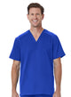 Men back Mesh Panel 3-Pocket V-Neck Top Royal Blue Front