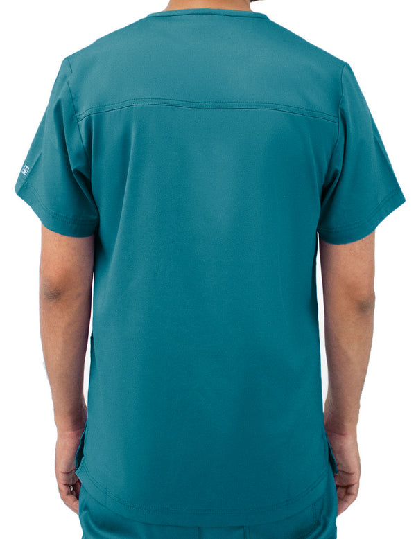 Men 3 Pocket V-neck Top Teal - Back