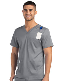 Men 3 Pocket V-neck Top Pewter - Front