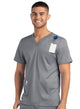 Men 3 Pocket V-neck Top Pewter - Front