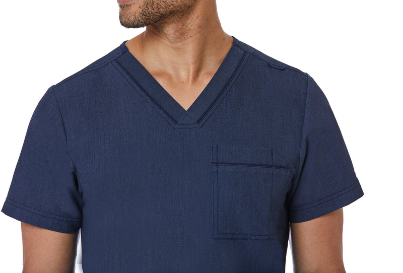 Men's Contrast Piping V-Neck Top Heather Navy