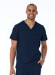 Men's Contrast Piping V-Neck Top Navy Font