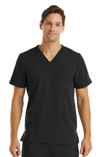 Men 3 Pocket V-neck Top Black Front