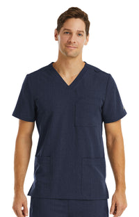 Men 3 Pocket V-neck Top Heather Navy Front